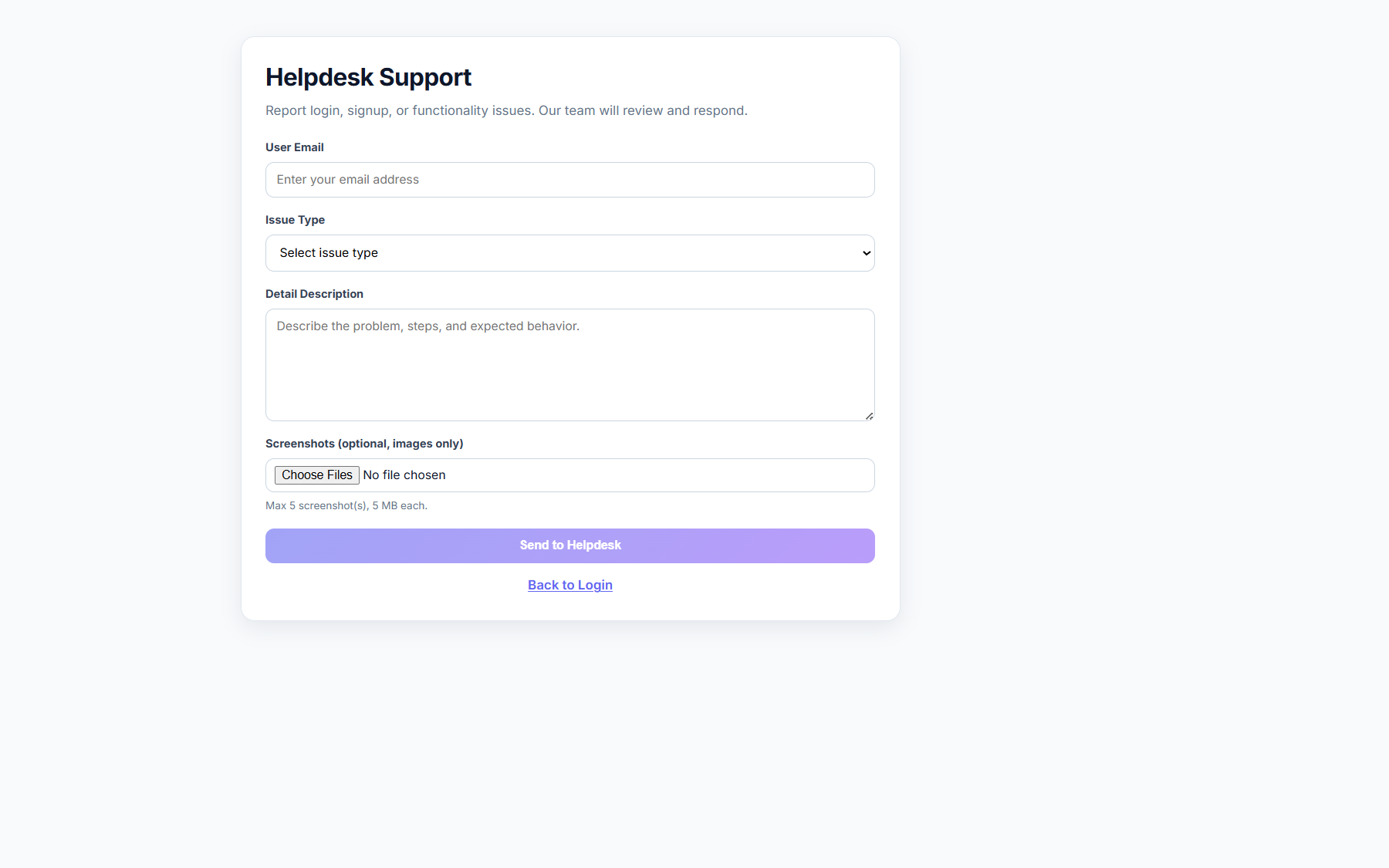 Helpdesk — report issues and get support