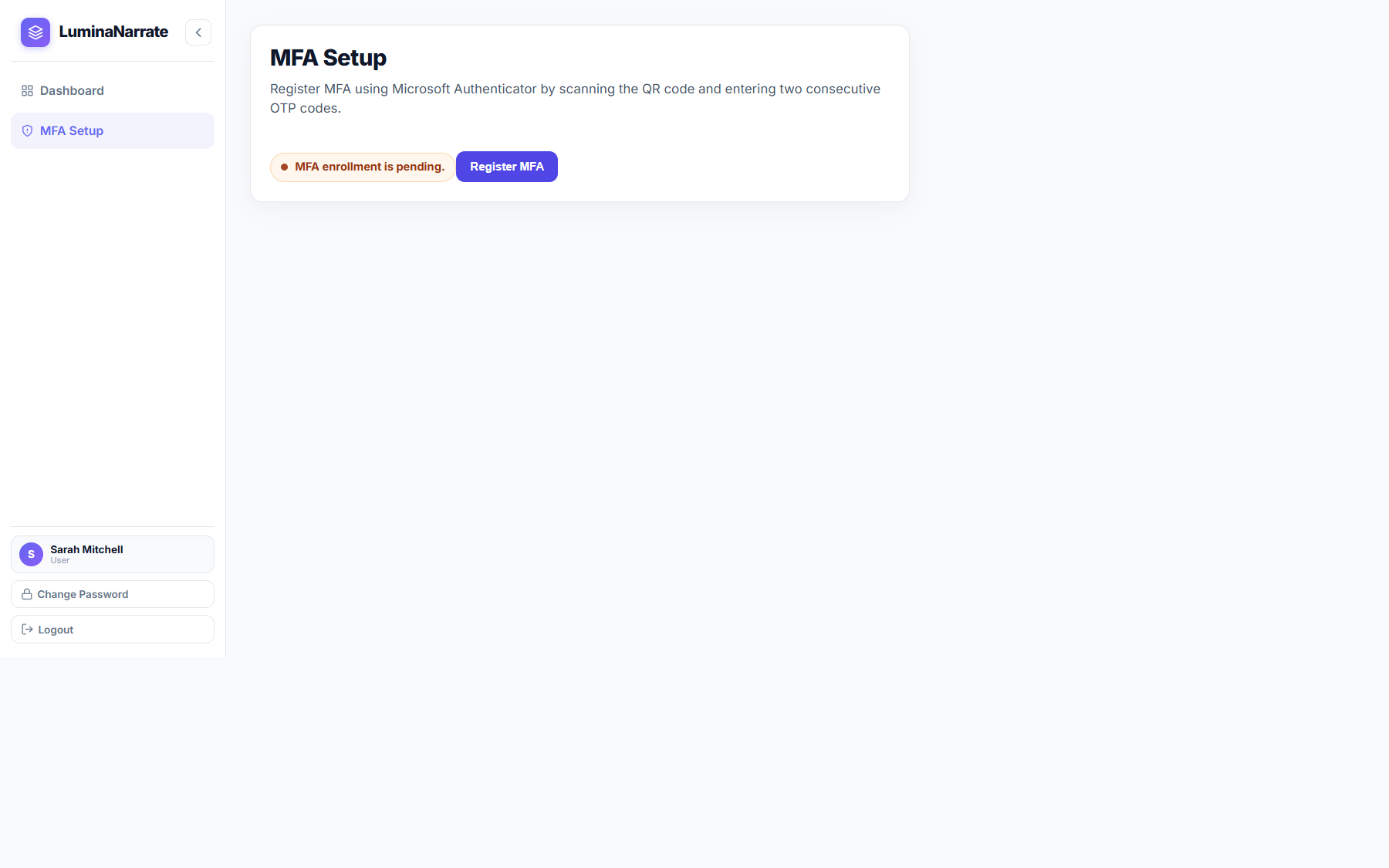 MFA Setup — multi-factor authentication enrollment